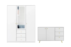 SEATTLE B Schlafzimmer-Set mit Kleiderschrank 150 cm & Kommode 140 cm, in Schwarz matt oder Weiß matt Deine Möbel  