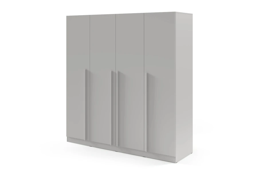 Großer 4-türiger Kleiderschrank der Brisso Serie in elegantem Platingrau.
