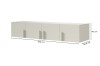 Maße des beigen TV-Lowboards: 200 cm Breite, 40 cm Höhe und 60,5 cm Tiefe. Modernes Design.
