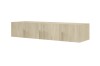 Wandmontiertes Lowboard in heller Holzoptik mit 4 Türen. Elegantes Design für moderne Wohnzimmer.