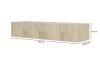 Maße für Hängeschrank in Eiche: 200 cm Breite, 40 cm Höhe, 60,5 cm Tiefe.