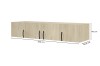 Wandboard Eiche mit schwarzen Griffen und Maßen: 200x40x60,5 cm.