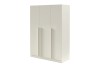 Brisso Kleiderschrank 3-türig in Kaschmir Beige mit langen geraden Griffen, minimalistisches Design.