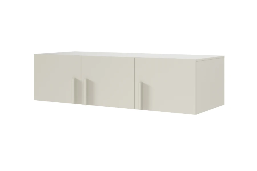 Moderne hangkast Brisso BRN2 in Kasjmier-Beige met drie deuren en verticale handgrepen.