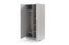 Interior view of the white wardrobe with clothes rail and practical storage compartments.
