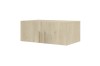 Wandschrank aus heller Eiche mit zwei Türen und Holzgriffen.