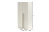 Dimensions for the 2-door wardrobe: 100 cm wide, 210 cm high and 60.5 cm deep.