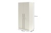 Dimensions of the beige-coloured cupboard with 210 cm height, 100 cm width and 60.5 cm depth.