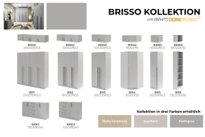 BRISSO BR6 Regal 58,5 cm, Kaschmir, Eiche Cremona, Platingrau, Metallgriffen Deine Möbel  