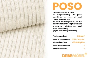 LON IV 200x200 Cord Poso 38 Creme H4 Boxspringbett Komplettbett Polsterbett Cord-Samt Deine Möbel