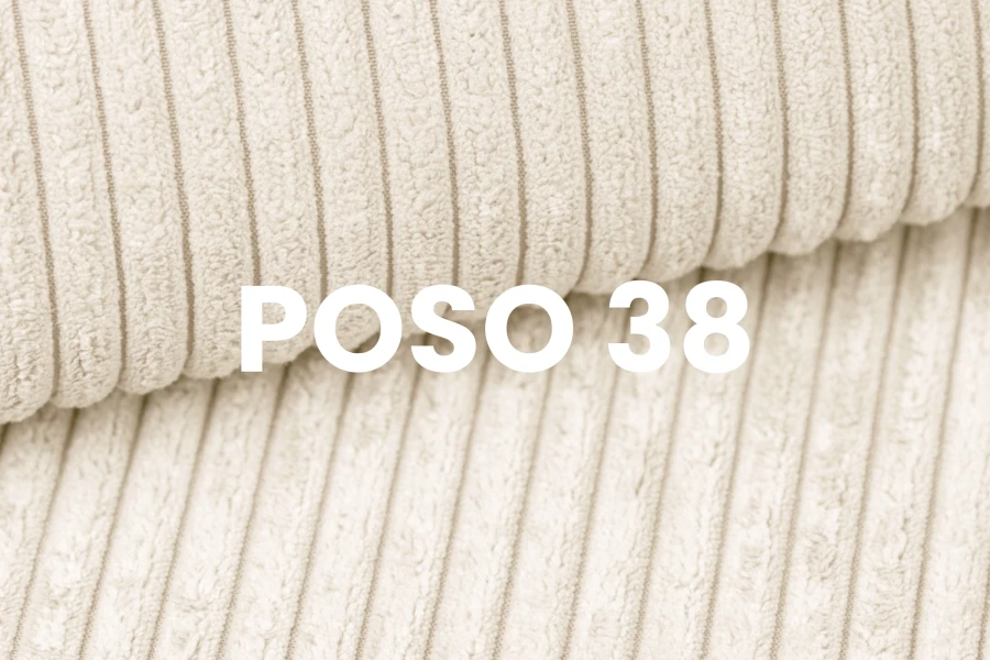 Textuurdetail: Ribstof Poso 38 in beige voor hoogwaardige gestoffeerde meubels.