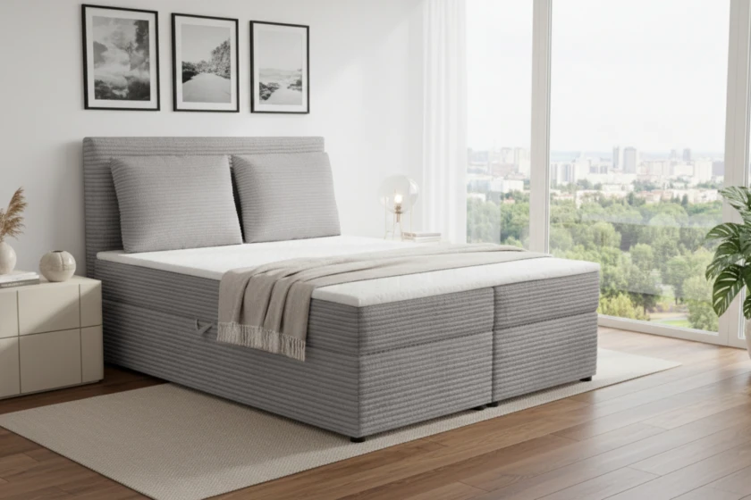 TAMI 180x200 Poso 55 Hellgrau Boxspringbett mit Bettkasten Deine Möbel