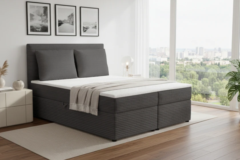 TAMI 140x200 Poso 34 Anthrazit Boxspringbett mit Bettkasten Deine Möbel