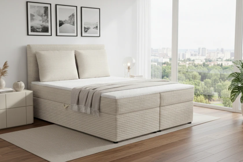 TAMI 140x200 Poso 38 Creme Boxspringbett mit Bettkasten Deine Möbel