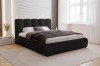 Modernes dunkelgraues Polsterbett mit hohem Kopfteil in hellem, stilvollem Schlafzimmer.