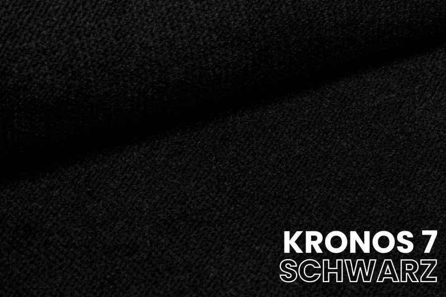 Stoffmuster Kronos 7 in Schwarz – Detailansicht des hochwertigen Polsterstoffs.