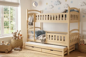 EMILIA 90x200 Kiefer Natur Etagenbett für 3 Kinder