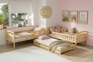 EMILIA 90x200 Kiefer Natur Etagenbett für 3 Kinder