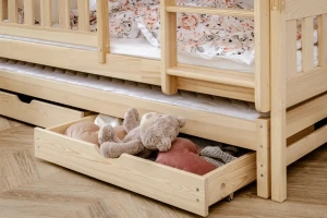 EMILIA 90x200 Kiefer Natur Etagenbett für 3 Kinder