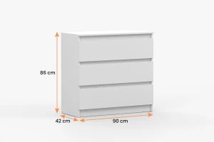  SIMO 03 Kommode in weiß, 90 cm, 3 Schubladen, SIMO-Kollektio Deine Möbel