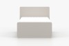 Minimalistisches Kinderbett in Beige, Frontansicht mit Matratze