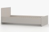Einzelbett-Gestell in Beige mit Holzlattenrost, Seitenansicht