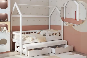 ADA II 80x180 Weiß Hausbett Ausziehbett Deine Möbel