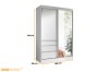 Witte zweefdeurkast 140cm met spiegel en 3 laden - Afmetingen: 140x216x65 cm.