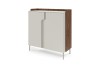 Elegantes Highboard der Serie Pauro in Alba Nussbaum Optik mit hellen Kaschmir-Fronten für das Wohnzimmer.