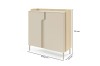 Maßangaben für beige Kommode: 103,2 cm Breite, 110 cm Höhe und 42 cm Tiefe.