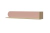 Schwebendes Wandregal Lexo aus Holz mit dekorativer rosa Rückwand in Wellenform.