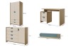 Maßzeichnungen für Lexo Jugendmöbel: Kleiderschrank, Schreibtisch, Kommode und Wandregal.