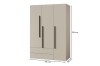 Dreitüriger Kleiderschrank Lima in Beige mit schwarzen Griffen, Maße 135x195x60 cm für das Jugendzimmer.