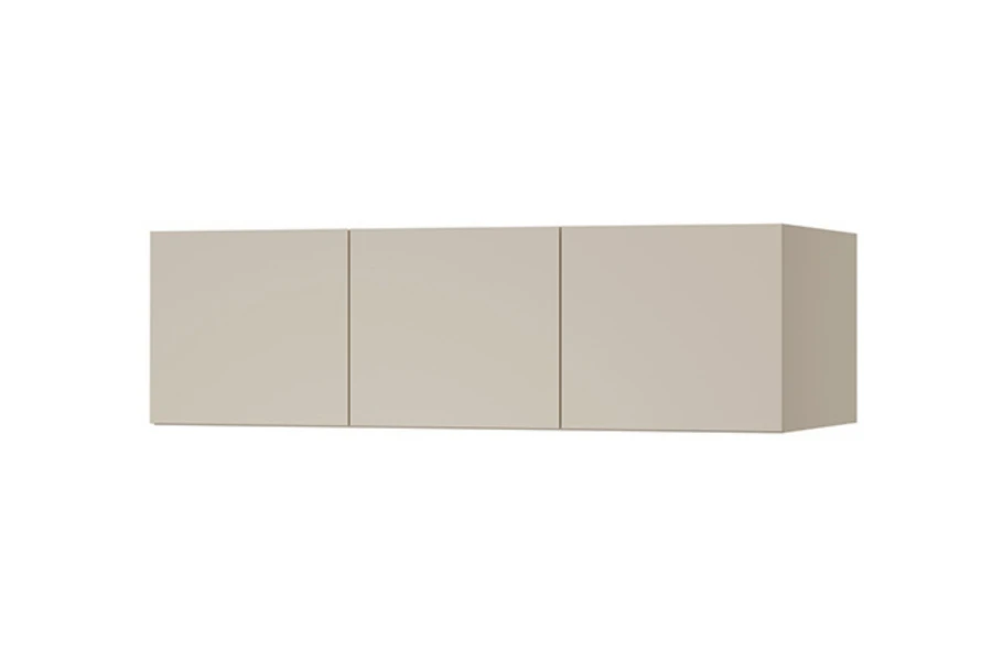 Moderner Hängeschrank in Beige mit drei Türen für zusätzlichen Stauraum im Jugendzimmer.