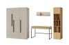 Lima Möbelset in Grau und Eiche-Optik: Moderner Kleiderschrank, Schreibtisch und Regale für Kinderzimmer.
