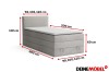 Maße für Boxspringbett grau meliert, Liegefläche 200 cm lang, Höhe 110 cm.