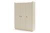 Dreitüriger Kleiderschrank in Beige mit hellen Ledergriffen und modernem Design