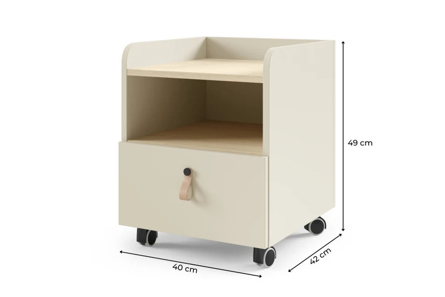 Abmessungen des SOVI Rollcontainers: 40x49x42 cm für flexiblen Stauraum.