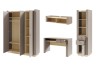 Geöffnete Jugendzimmer-Möbel in Taupe zeigen Inneneinteilung und Stauraum.