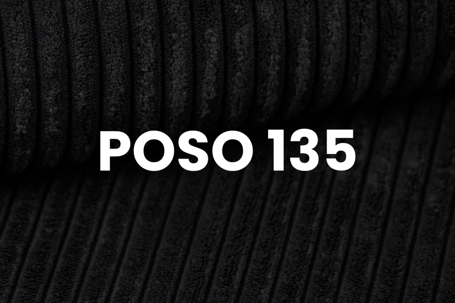 Stoffprobe POSO 135 in Schwarz, hochwertige Cord-Struktur für Betten.