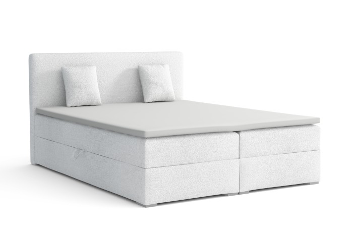 Modernes weißes Boxspringbett mit gepolstertem Kopfteil