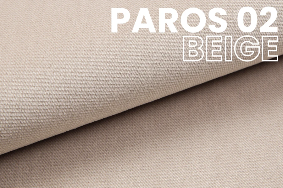 Stofstaal Paros 02 beige: detailweergave van de hoogwaardige textielstructuur voor boxspringbedden.