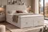 Boxspringbett Daro Beige mit Cord-Kopfteil in modernem Schlafzimmer-Ambiente.