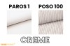 Stoffproben Paros 1 und Poso 100 in der Farbe Creme für Polstermöbel.