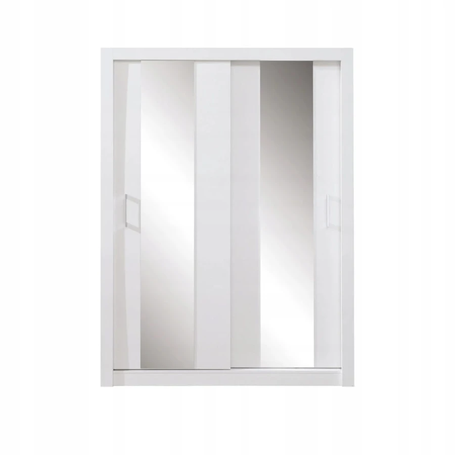 White wardrobe with two sliding doors and integrated mirror elements.
