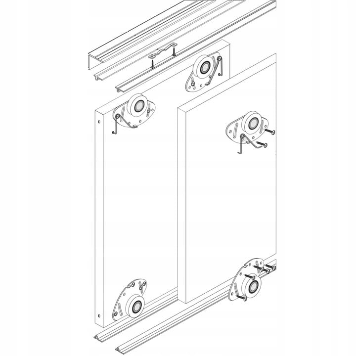 Technical drawing of the smooth-running sliding door mechanism for wardrobes.