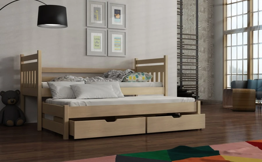 Kinderbett Ausziehbett für 2 Kinder DOMINIK kiefer
