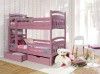 Rosa Etagenbett aus Holz für Kinder mit zwei praktischen Schubladen im Kinderzimmer.