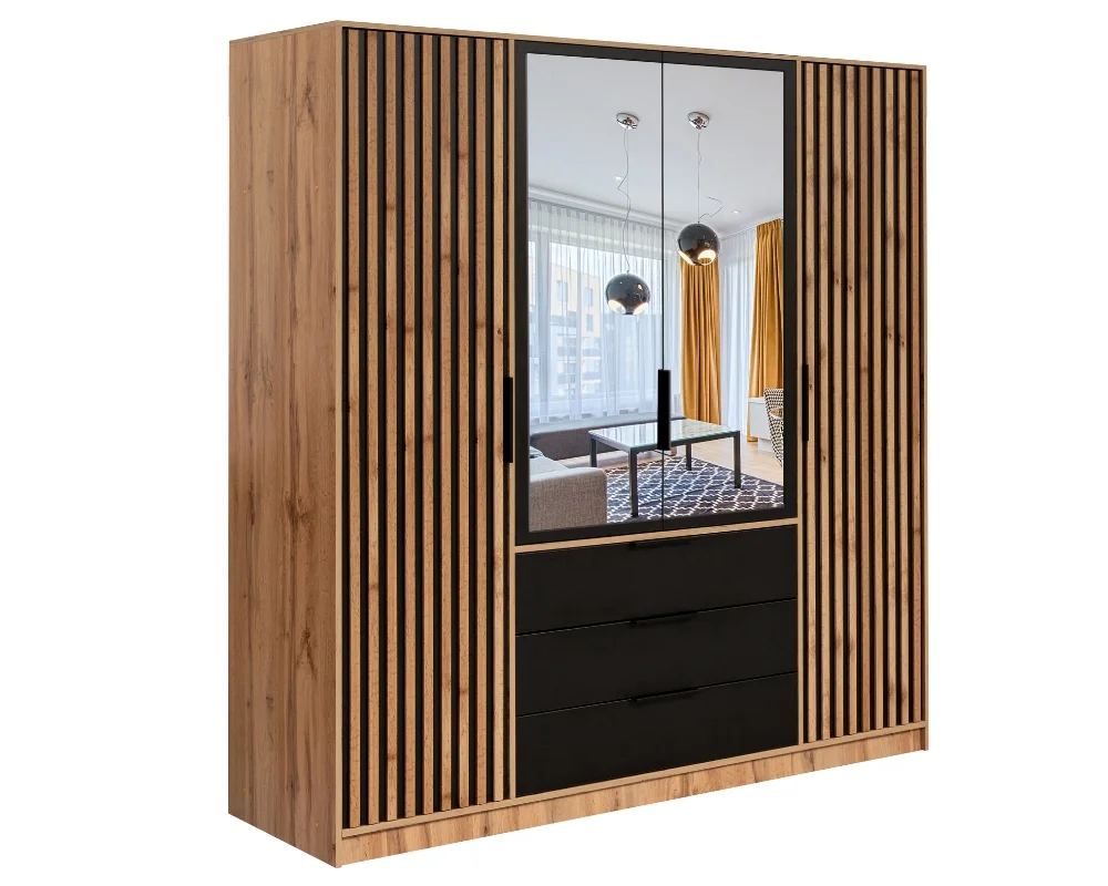 LABOO LUX D2 D3 D4 Kleiderschrank Lamellen 2-türig 3-türig 4-türig mit Schubladen Spiegel