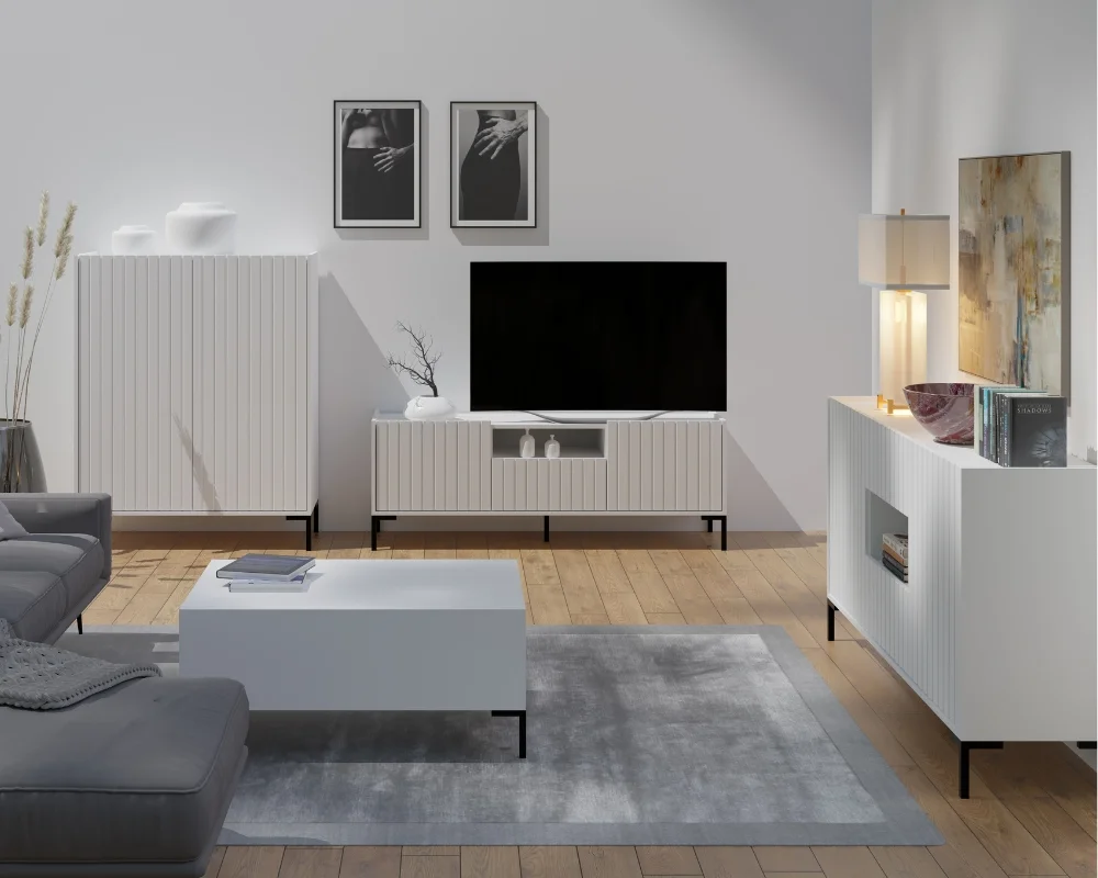 LARGO B Wohnzimmer Set mit geriffelten Fronten Deine Möbel